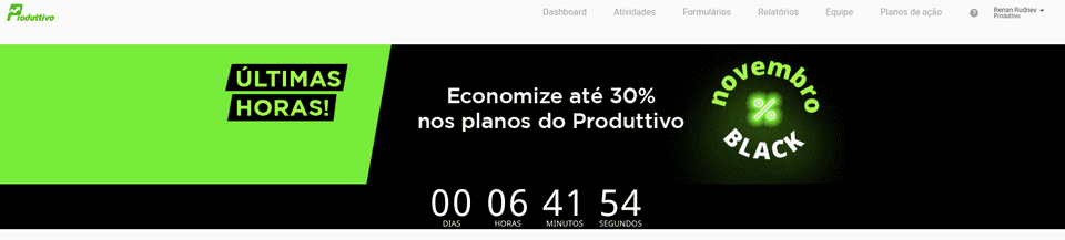 Banner de últimas horas da Black Friday November