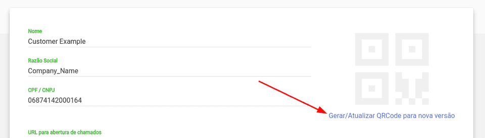 Exemplo de Gerar/Atualizar QRCode